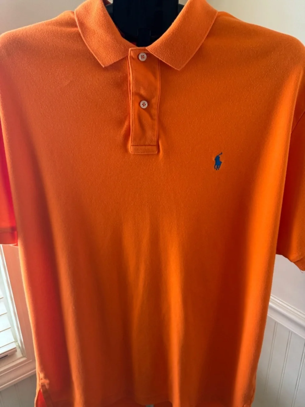 Ralph Lauren Orange Polo with Navy Pony Embroidery Size Large